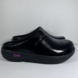 Oofos Oocloog Luxe Black Recovery Mule Clog Slip On Shoes Women's Size 6